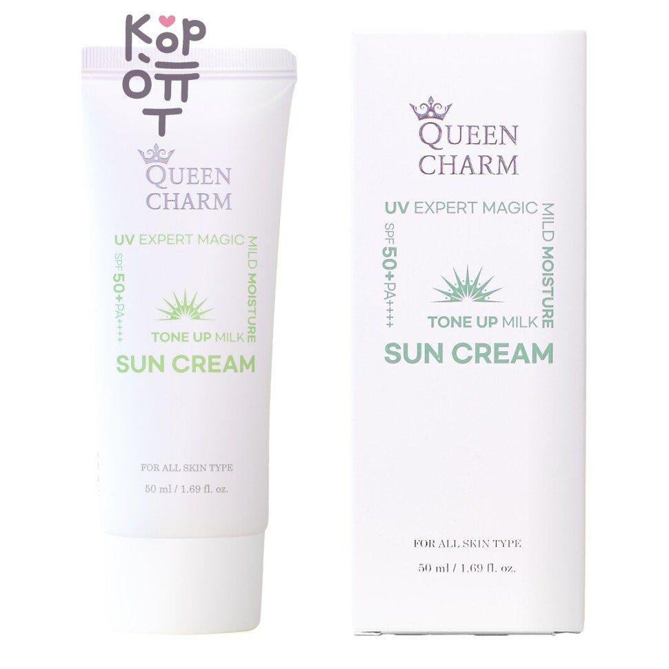 QUEEN CHARM SPF50+PA++++UV EXPERT MAGIC MILD MOISTURE TONE UP MILK SUN CREAM - Легкий увлажняющий солнцезащитный крем, 50 мл
