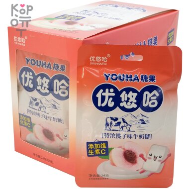 Сэндвич-конфеты с ириской Youha Молочная сэндвич-нуга со вкусом белого Персика — Корейские товары для всей семьи(КорОпт)