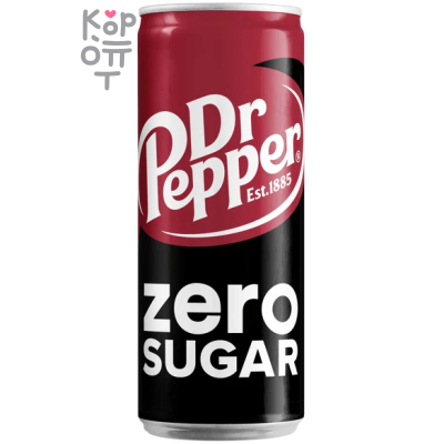 Dr. Pepper Zero - Напиток безалкогольный газированный, без сахара, 330мл.