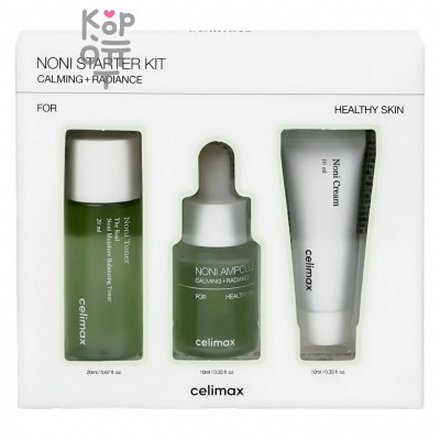 Celimax The Real Noni Starter KIT - Восстанавливающий набор миниатюр с Нони (тонер, ампула, крем).