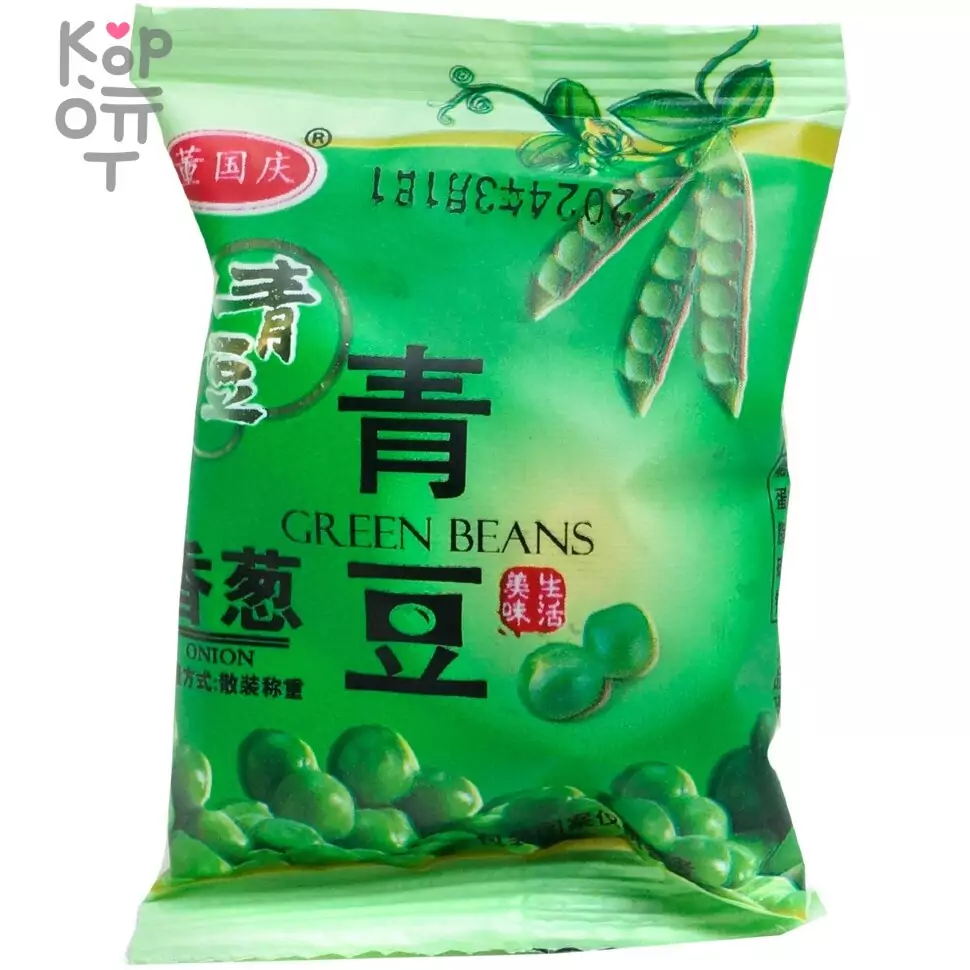 Peas Green Beans Onion - Закуски Dong Guoqing, небольшие упаковки сушеного зеленого горошка, вкус лука, 16гр., купить с доставкой на дом фото 1 — Корейские товары для всей семьи(КорОпт)