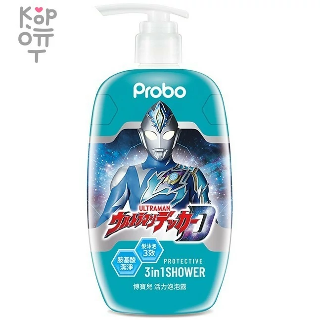 PROBO Protective 3in1 Shower Ultraman - Детский защитный гель 3в1 Ультрамен с экстрактом Чёрного Овса, 500мл.   , купить с доставкой на дом фото 1 — Корейские товары для всей семьи(КорОпт)