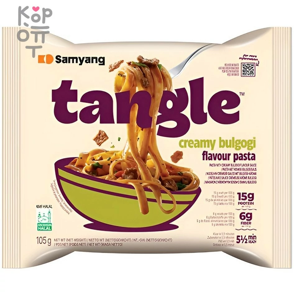 Лапша сублимированная SamYang TANGLE Creamy Bulgogi - фетучини в корейском стиле Бульгоги со сливочным соусом, 105гр., купить с доставкой на дом фото 1 — Корейские товары для всей семьи(КорОпт)