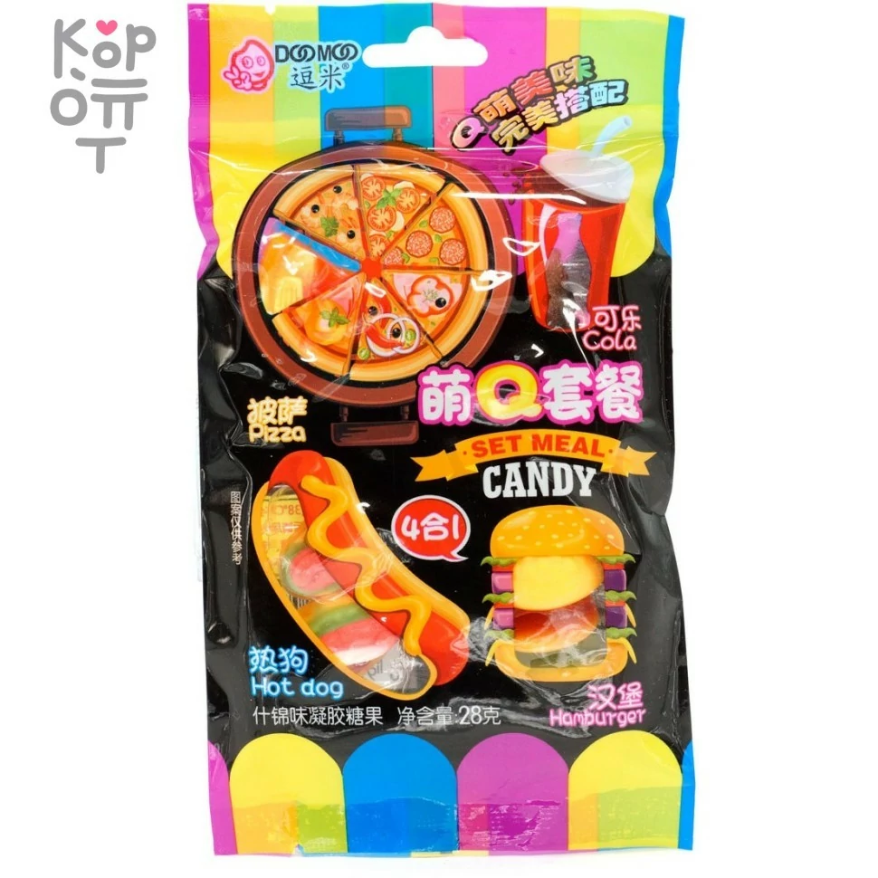 Конфеты жевательные Doumi Set Meal Candy - Пица, Гамбургер, Хот дог, фруктовое ассорти, купить с доставкой на дом фото 1 — Корейские товары для всей семьи(КорОпт)