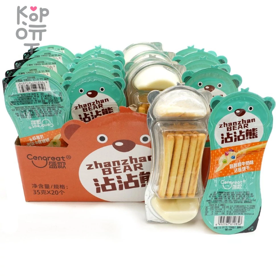 Печенье Cengreat ZhanZhan Bear Dipping Sauce Biscuits - Бисквитное печенье Медведи с нежным соусом и взрывной карамелью, 35гр., купить с доставкой на дом фото 1 — Корейские товары для всей семьи(КорОпт)