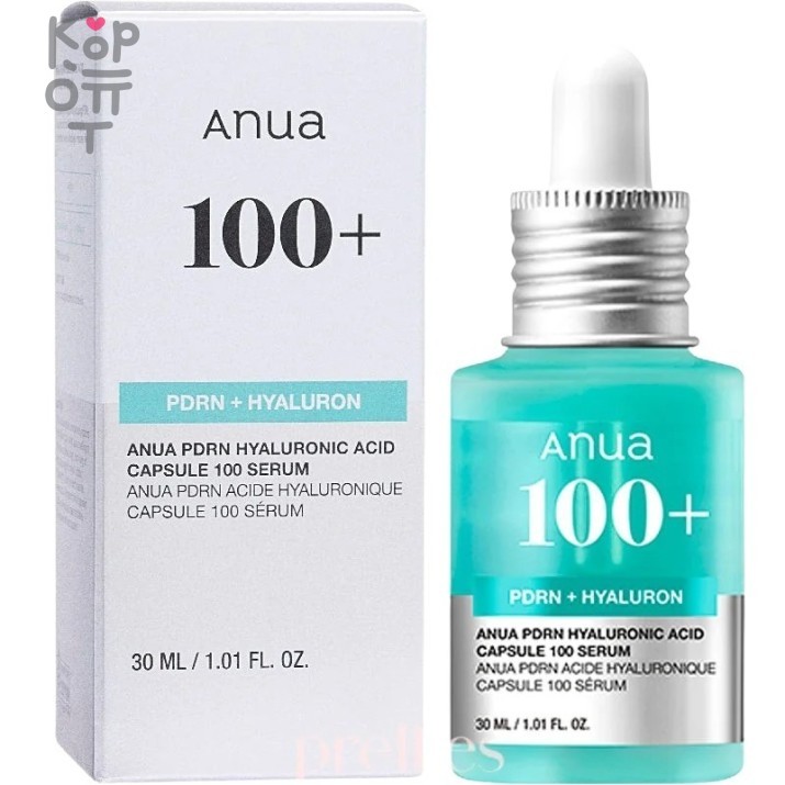 Anua PDRN Hyaluronic Acid Capsule 100 Serum - Сыворотка с ПДРН для сияния кожи 30мл. , купить с доставкой на дом Увлажняющая сыворотка с гиалуроновой кислотой Anua Anua — это ультраувлажняющая и антивозрастная сыворотка, которая сочетает в себе PDRN, коллаген и 11 типов гиалуроновой кислоты для укрепления барьера влаги кожи, повышения упругости кожи и уменьшения тонких линий и морщин.