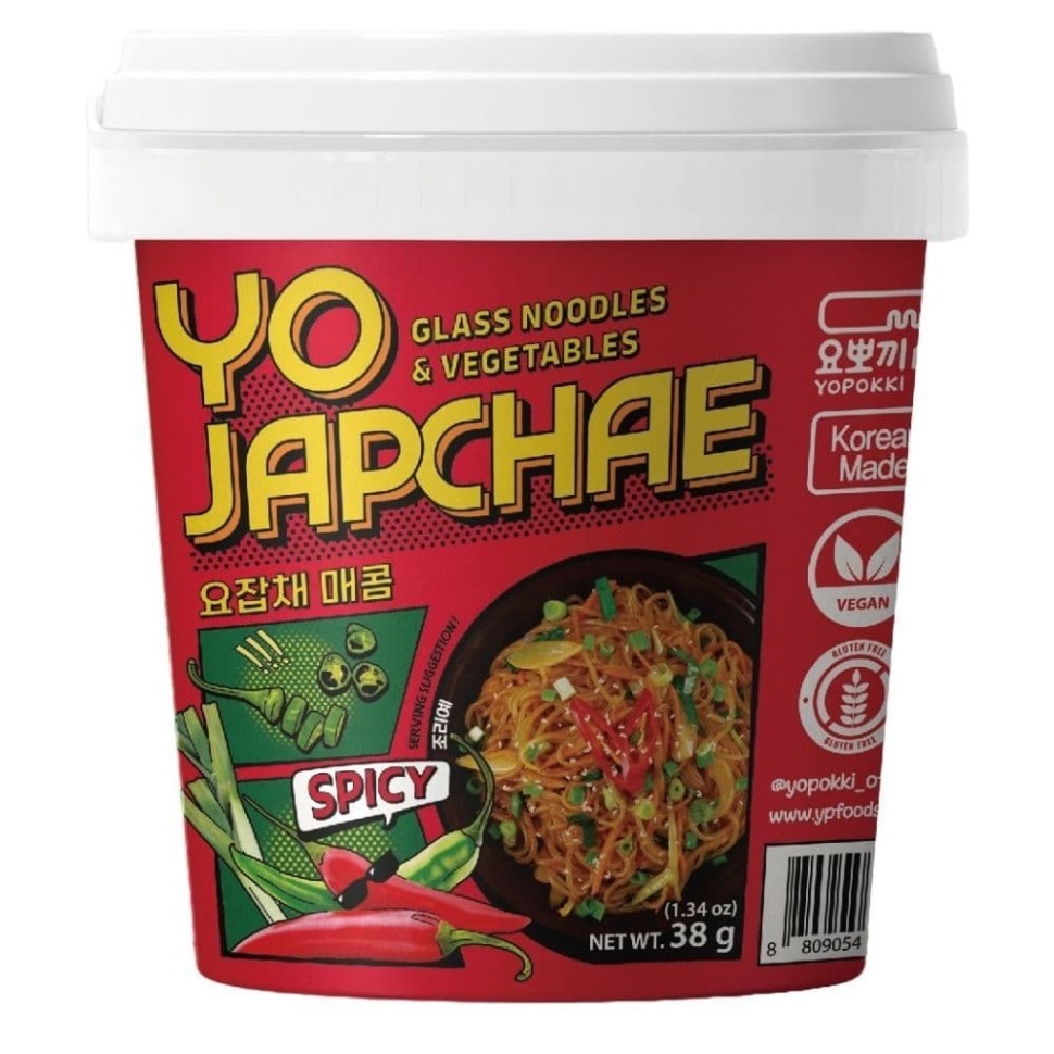 Yopokki Yojapchae Spicy — Лапша из кукурузного крахмала, острый вкус, 38 г