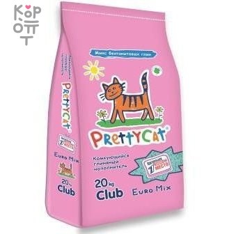 PrettyCat наполнитель комкующийся для кошачьих туалетов "Euro Mix" 20 кг CLUB