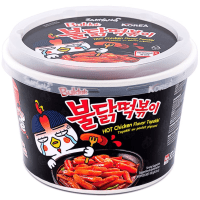 Samyang  Острые рисовые клецки - Топокки со вкусом острой Курицы Бульдак, 185гр.