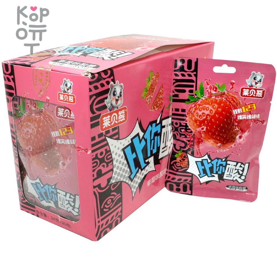 Кислый мармелад Dushike Sour Liebe Bear - досчитай до 3-х со вкусом Клубники, купить с доставкой на дом фото 1 &mdash; Корейские товары для всей семьи(КорОпт)