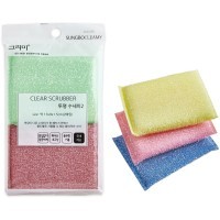 SB CLEAN&CLEAR - Губка для мытья посуды №044 Clear - 13см*9см*1,5см., мягкая