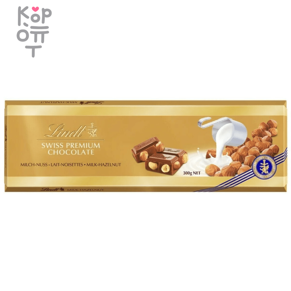 Шоколад молочный с цельным фундуком, Lindt Gold, 300гр., купить с доставкой на дом фото 1 &mdash; Корейские товары для всей семьи(КорОпт)