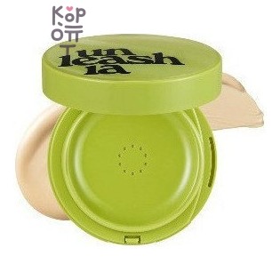 Unleashia Healthy Green Cushion 23W Bisque — Стойкий тональный кушон с сатиновым финишем, бежево-персиковый, 15 г