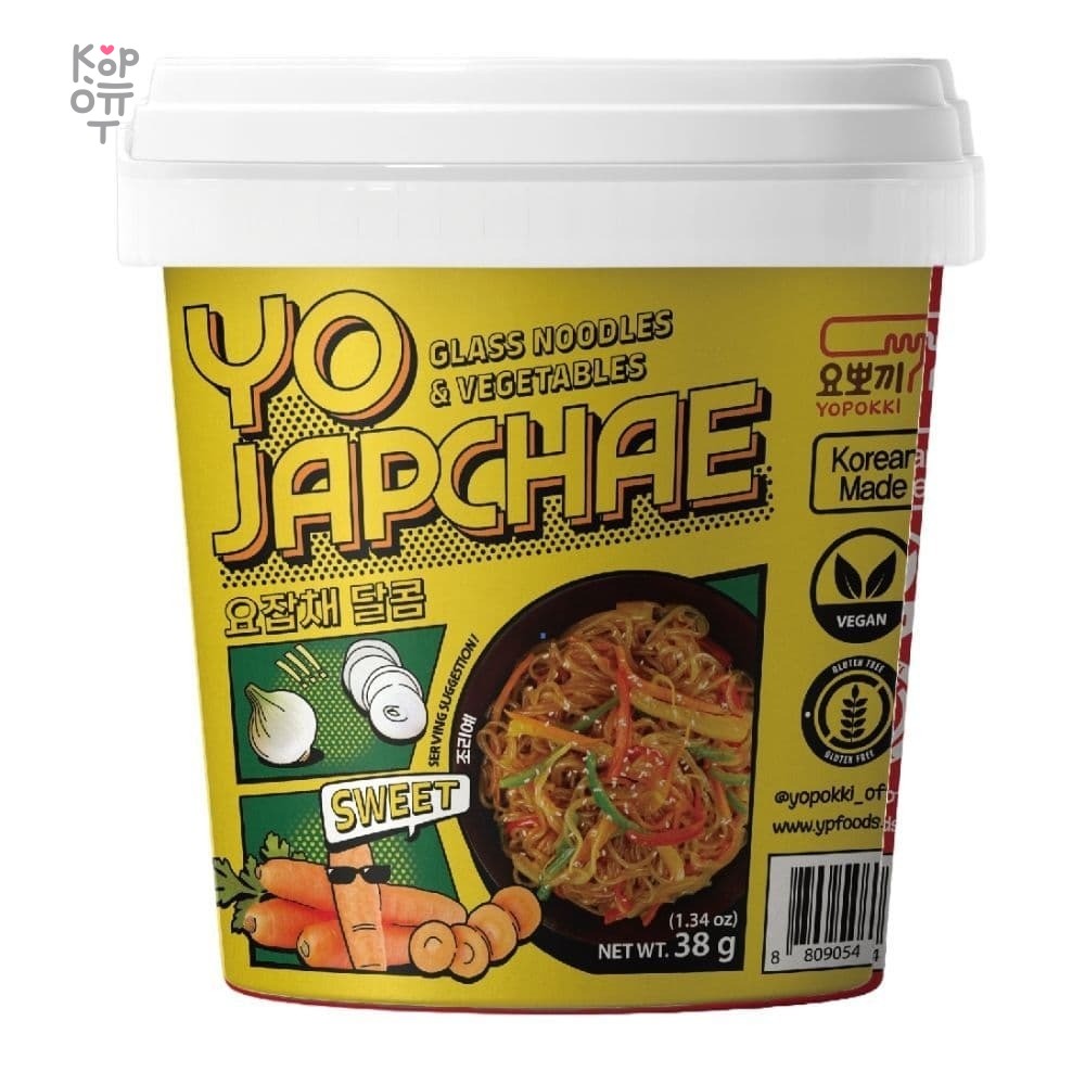 Yopokki Yojapchae Sweet — Лапша из кукурузного крахмала со сладким соусом, 38 г