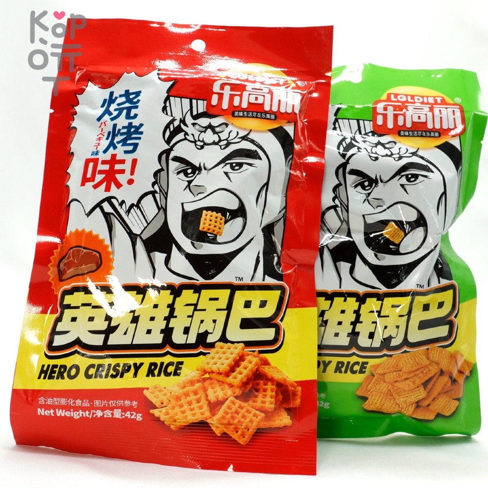 Чипсы LgLDiet Hero Crispy Rice - Острый хрустящий рис для героев, 42гр. по  цене 40 руб. в интернет магазине Корейские товары для всей семьи(КорОпт)