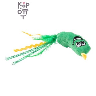 Игрушка Mr.Kranch для кошек Огурчик плюшевая с кошачьей мятой и перышками 17 см зеленая