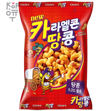 Crown Caramel Corns&amp;Peanuts - Кукурузные палочки в карамельно-арахисовой глазури 72гр., 16шт. в коробке &mdash; Корейские товары для всей семьи(КорОпт)
