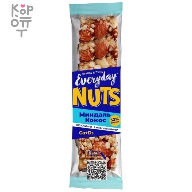Батончик ореховый Миндаль-Кокос, Everyday, 40гр. — Корейские товары для всей семьи(КорОпт)