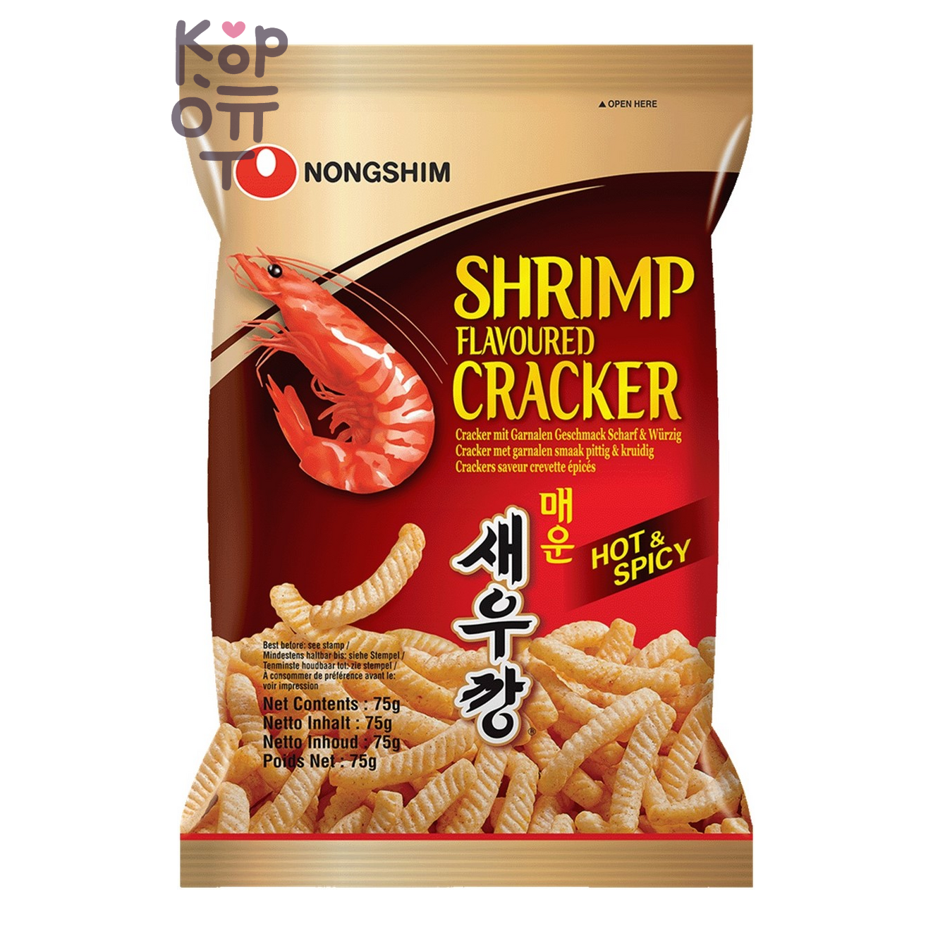 NongShim Чипсы "Нонг Шим" креветка, острая и пикантная, 75 г