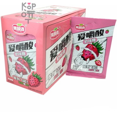 Кислая сэндвич карамель Shun Yuan WO Sour Candy - любимая кислота со вкусом Клубники