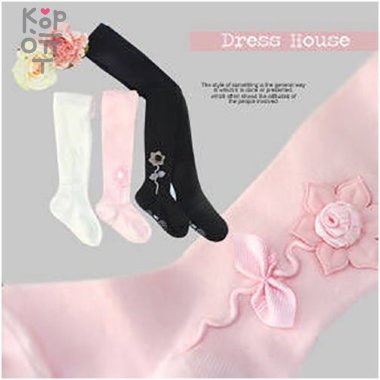 Колготки детские с розочкой Dress House, Корея    — Корейские товары для всей семьи(КорОпт)