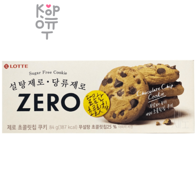 LOTTE ZERO Chocolate Chip Cookie - Печенье с начинкой из шоколадной стружки и насыщенным вкусом какао, без сахара 84гр.