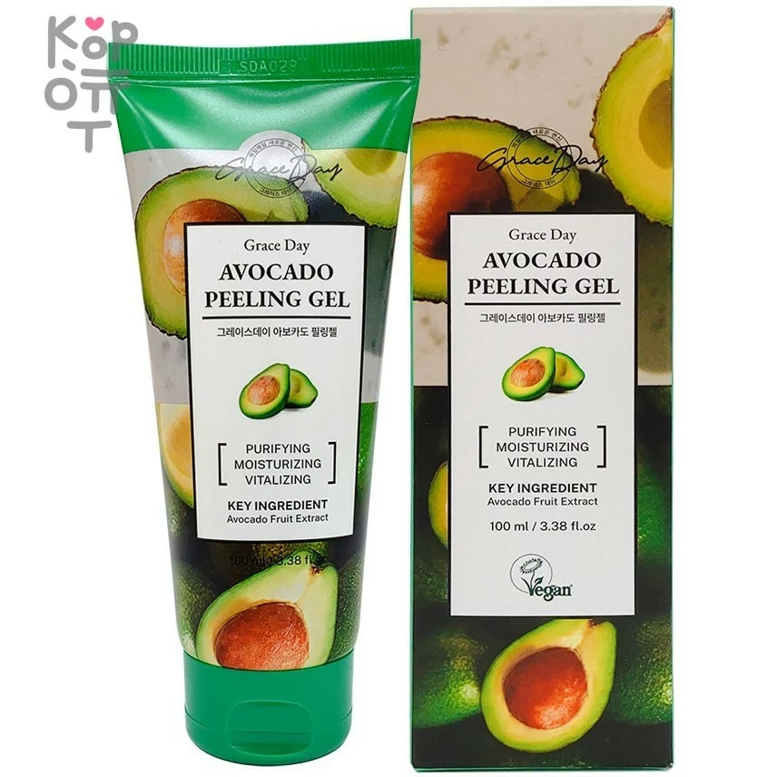 Grace Day Avocado Peeling Gel Vegan - Гипоаллергенная веганская гель-скатка для очищения кожи лица с Авокадо, 100мл., купить с доставкой на дом фото 1 — Корейские товары для всей семьи(КорОпт)