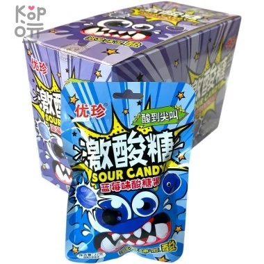 Кислая леденцовая карамель Sour Candy - Жутко кислые конфеты со вкусом Голубики — Корейские товары для всей семьи(КорОпт)