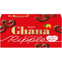 Lotte Ghana Ripple Chocolate Bar - Шоколад Гана молочный в форме сердечек, 58гр.