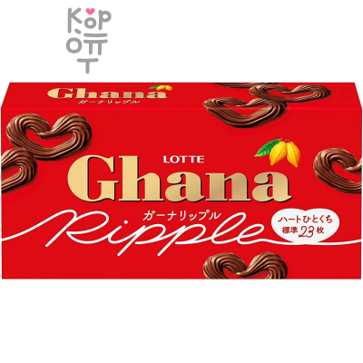 Lotte Ghana Ripple Chocolate Bar - Шоколад Гана молочный в форме сердечек, 58гр.