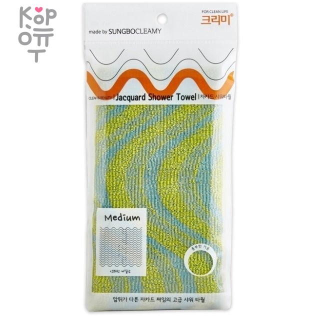 Мочалка для тела с объёмным жаккардовым плетением "Jacquard Shower Towel" (средней жёсткости) размер 23 см х 95 см, купить с доставкой на дом фото 1 — Корейские товары для всей семьи(КорОпт)