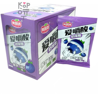 Кислая сэндвич карамель Shun Yuan WO Sour Candy - любимая кислота со вкусом Черники