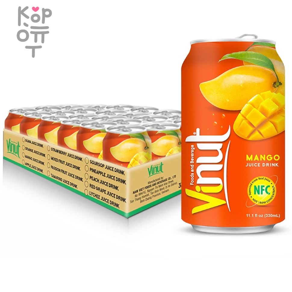 Vinut Juice Drink - Вкусный негазированный Тропический напиток с соком,  0,33л. по цене 2 182 руб. в интернет магазине Корейские товары для всей  семьи(КорОпт)