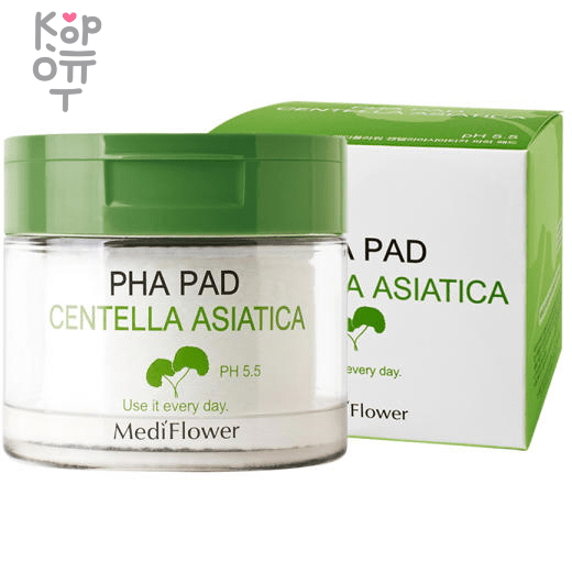Medi Flower PHA Pad Centella Asiatica pH5.5 - Успокаивающие тонер пэды для лица с Центеллой 180мл./60шт. , купить с доставкой на дом фото 1 &mdash; Корейские товары для всей семьи(КорОпт)