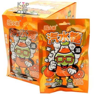Жевательная конфета Yingxin Gummy Candy - взрывной вкус мандариновой содовой