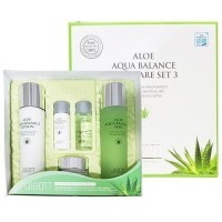 Jigott Aloe Aqua Balance Skin Care 3 Set - Набор увлажняющей косметики для лица с алоэ 150 мл+150 мл+50 мл+30 мл+30 мл