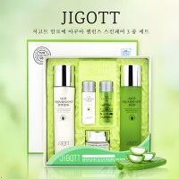 JIGOTT ALOE AQUA BALANCE SKIN CARE SET 3 Набор для лица 3 предмета + 2 мини-версии с алоэ (тонер, эмульсия, крем)
