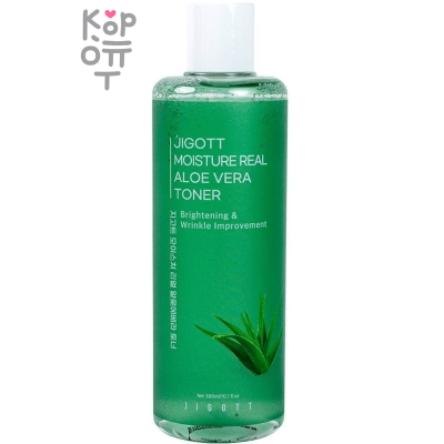 Jigott Moisture Real Aloe Vera Toner - Увлажняющий тонер с экстрактом алоэ вера 300мл.