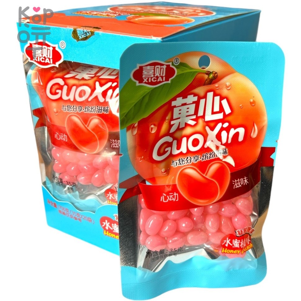 Драже Xicai GuaXin Карамель с фруктовой начинкой с желе со вкусом Персика и витамином С, купить с доставкой на дом фото 1 &mdash; Корейские товары для всей семьи(КорОпт)