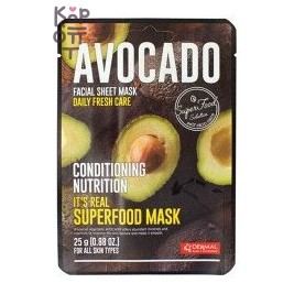Dermal — It's Real Superfood Mask Avocado — Тканевая маска с экстрактом авокадо, 25 г