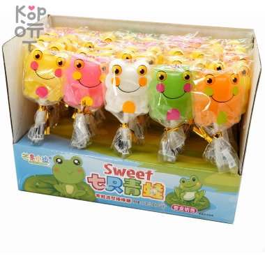 Леденец с фруктовым вкусом MangGuo sweet Frogs Веселые лягушата на палочке — Корейские товары для всей семьи(КорОпт)