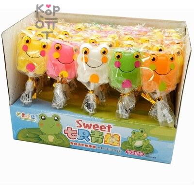 Леденец с фруктовым вкусом MangGuo sweet Frogs Веселые лягушата на палочке