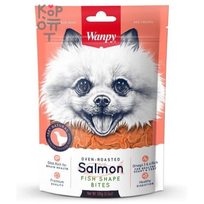 Wanpy Dog лакомые кусочки из нежного лосося в форме рыбок 100гр.