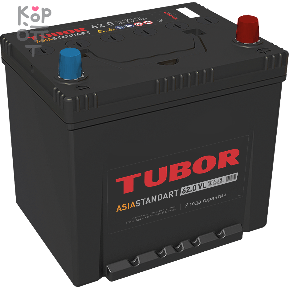Аккумулятор TUBOR ASIA STANDART 6СТ-62.0 VL B01, 62A, D23 ( L )
