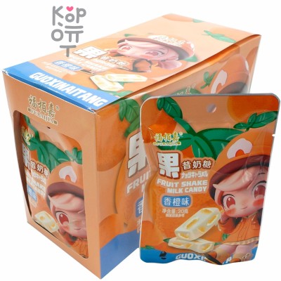 Жевательная конфета Fubaijia Fruit Shake Milk Candy - Молочная нуга с Апельсином