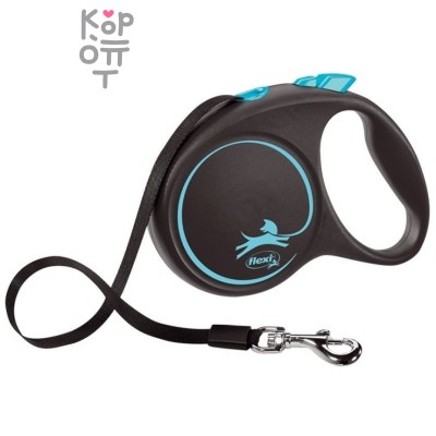 flexi рулетка Black Design L (до 50 кг) 5 м лента черный/синий
