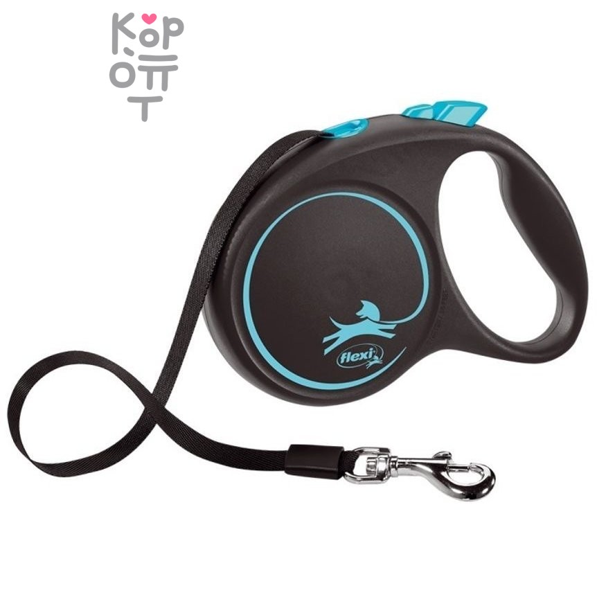 flexi рулетка Black Design L (до 50кг.) 5 м лента черный/синий