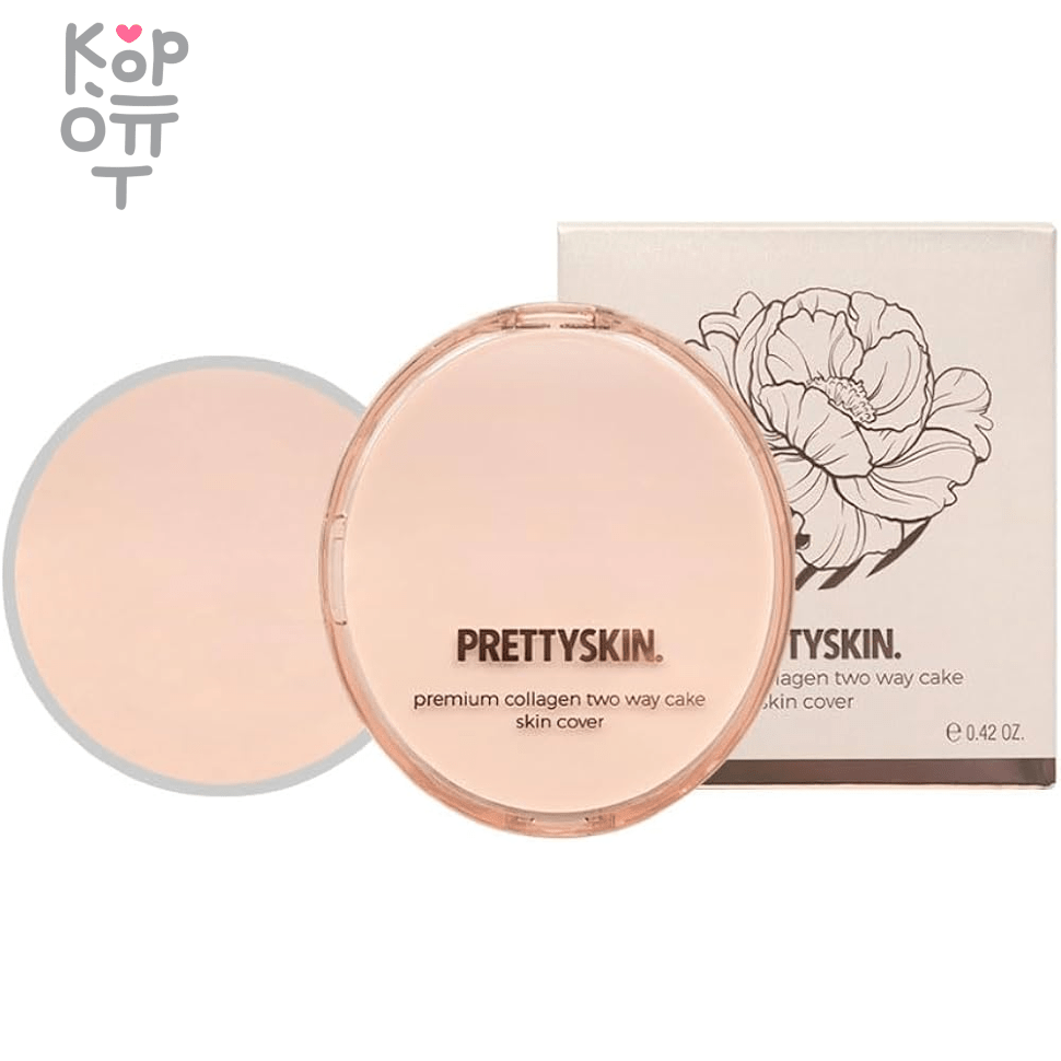 Pretty Skin Premium Collagen Two Way Cake - Компактная пудра для лица с  Коллагеном 12гр.+12гр. по цене 1 410 руб. в интернет магазине Корейские  товары для всей семьи(КорОпт)