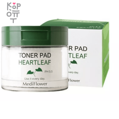 Medi Flower PHA Pad Heartleaf pH5.5 - Увлажняющие тонер пэды для лица с экстрактом Хауттюйнии 180мл./60шт.  &mdash; Корейские товары для всей семьи(КорОпт)