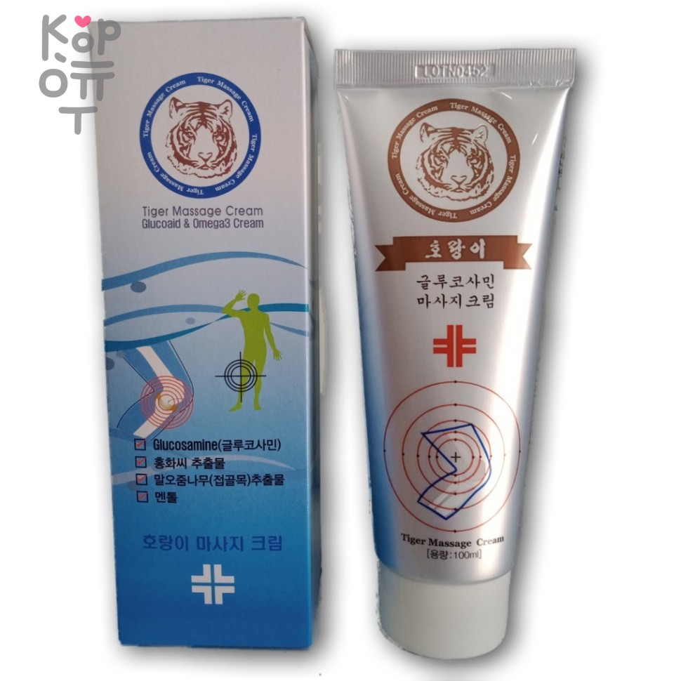 NADAM Tiger Glucosamine Omega 3 Cream - Массажный крем для тела с Глюкозамином и Омега-3 100мл. , купить с доставкой на дом фото 1 &mdash; Корейские товары для всей семьи(КорОпт)